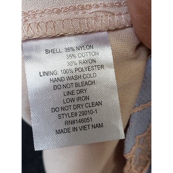 Monteau Women's Beige Floral Nylon Turtleneck Ruffled Sleeveless Top Blouse M - Picture 8 of 11